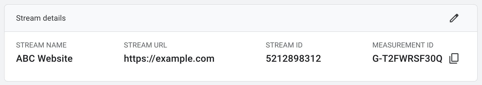 GA4 Steam details GA4 stream details